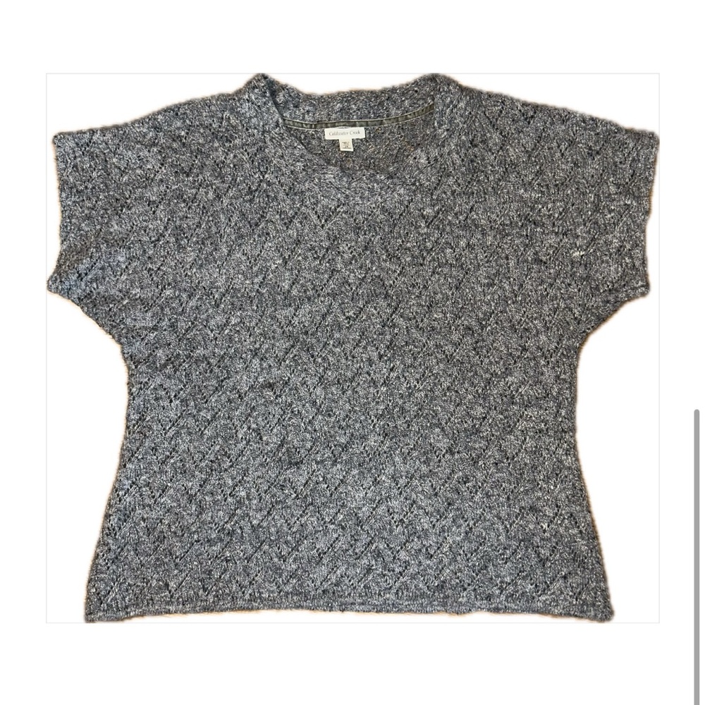 Coldwater Creek Grey Knit Short Sleeve Sweater Crewneck Top size 2X (20W-22W)